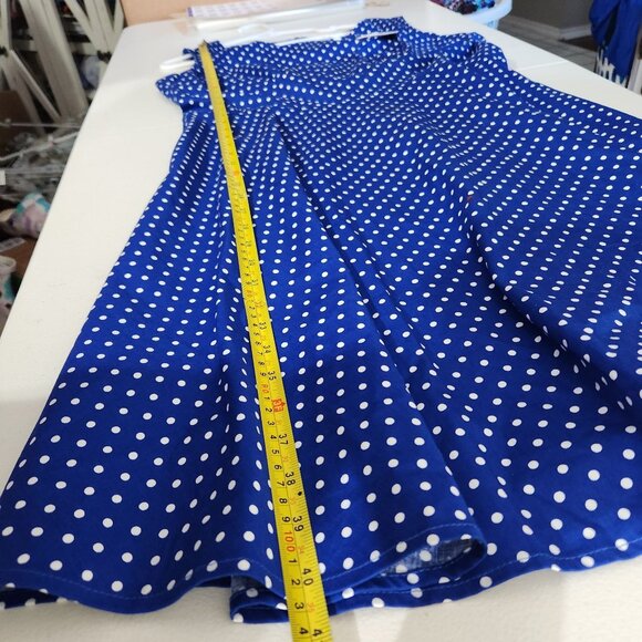 Bbonlinedress Dress Womens Size XXL Blue Polka Dot Sleeveless Midi Flared Skirt - Picture 8 of 14